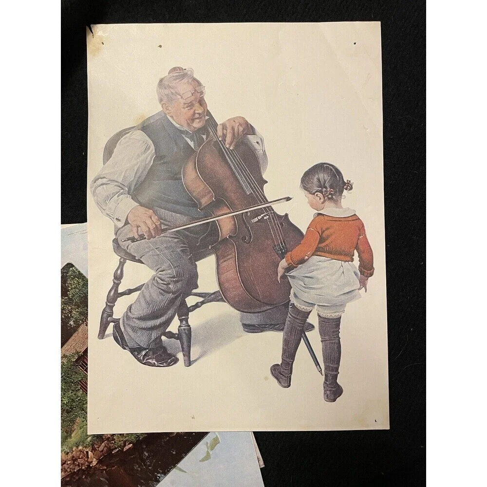 Ephemera lot 4 Norman Rockwell Prints & 1 Blacksmith Shop Old Wade House 1972